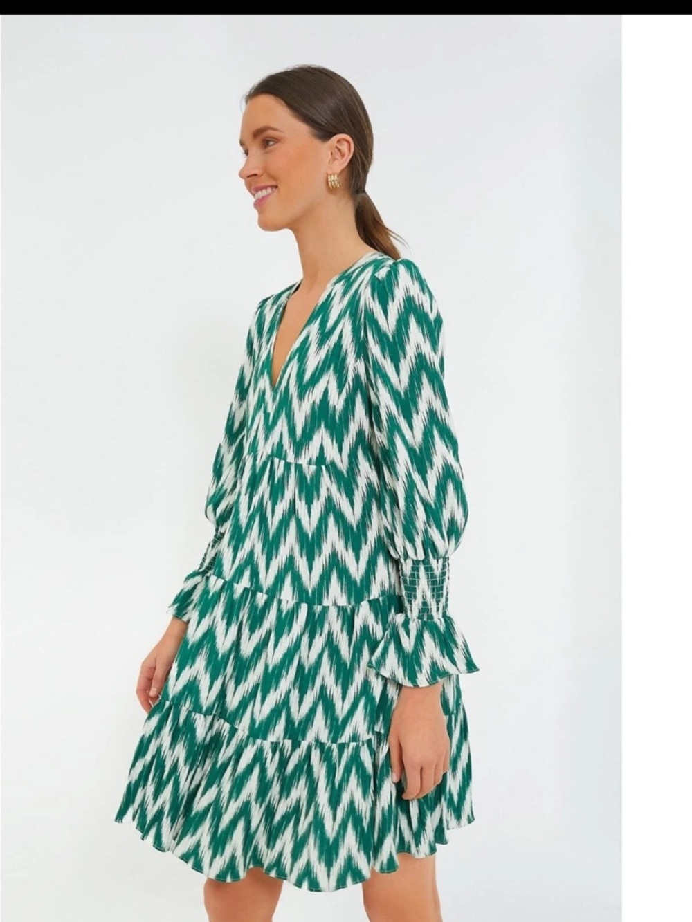 Tuckernuck Pomander Place Kenzo Green Chevron Ikat Mini Dress Size Small NWOT - Picture 3 of 14